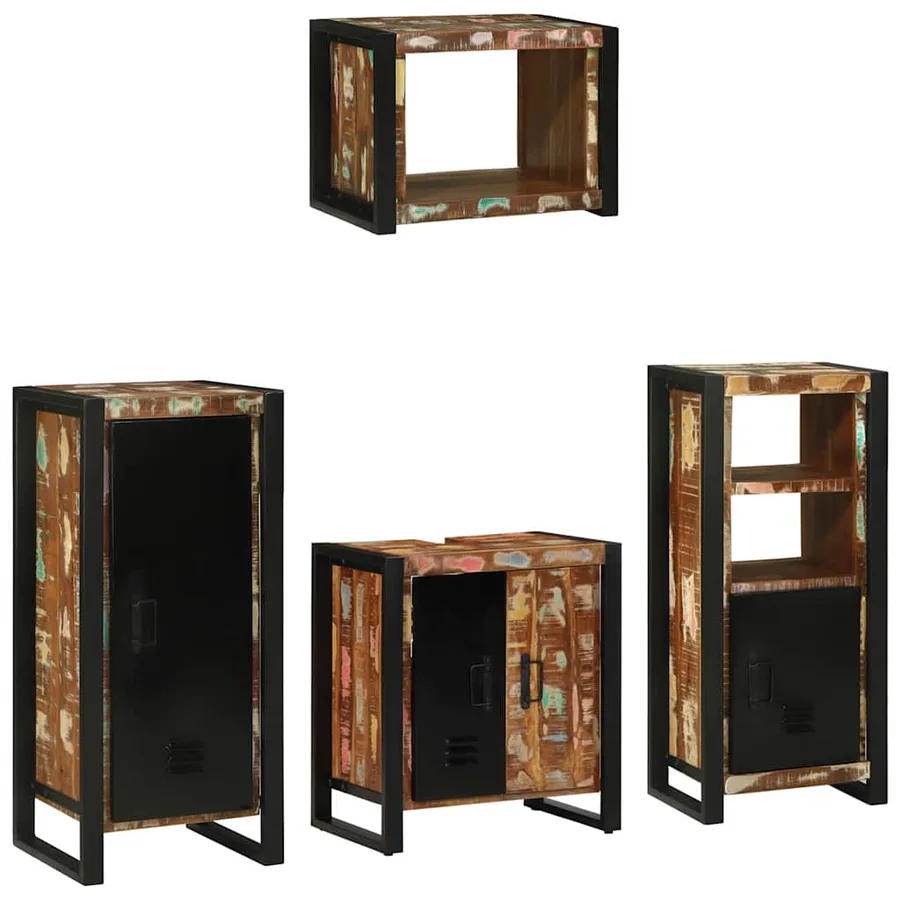 Ensemble de mobilier de salle de bain 4 pcs Bois Recyclé Solide - 2