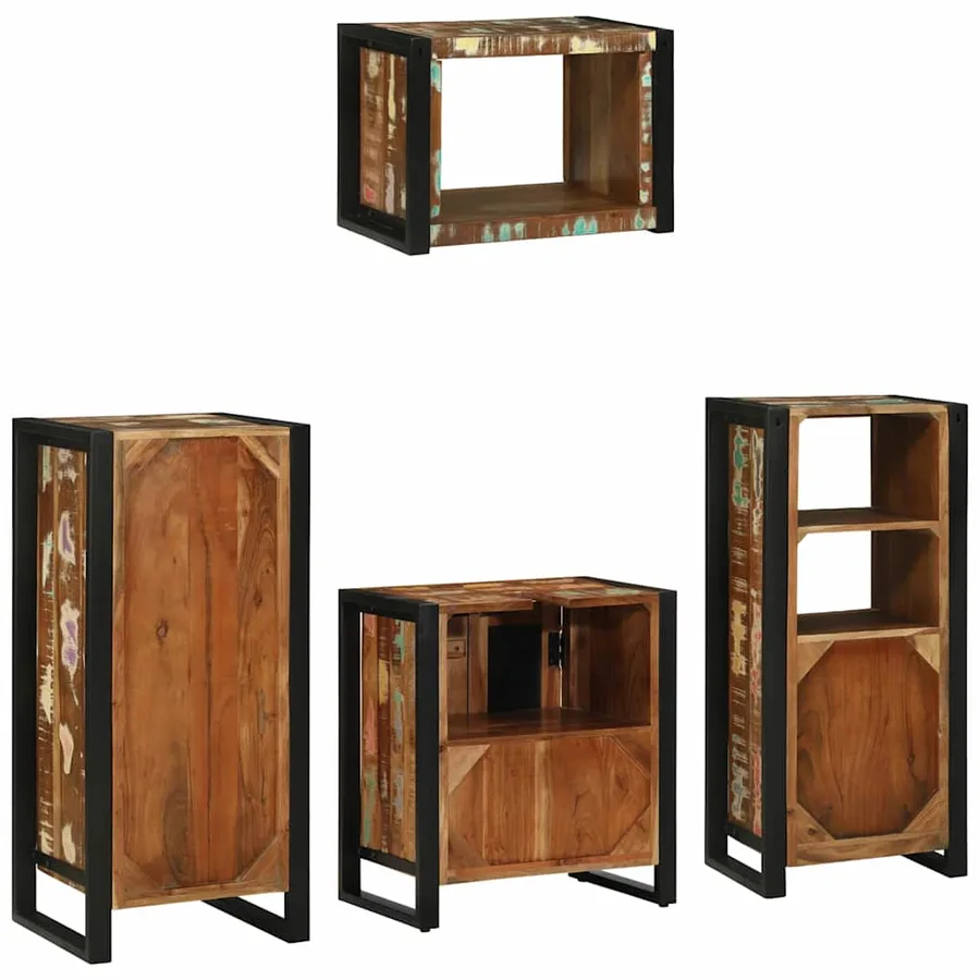 Ensemble de mobilier de salle de bain 4 pcs Bois Recyclé Solide - 9