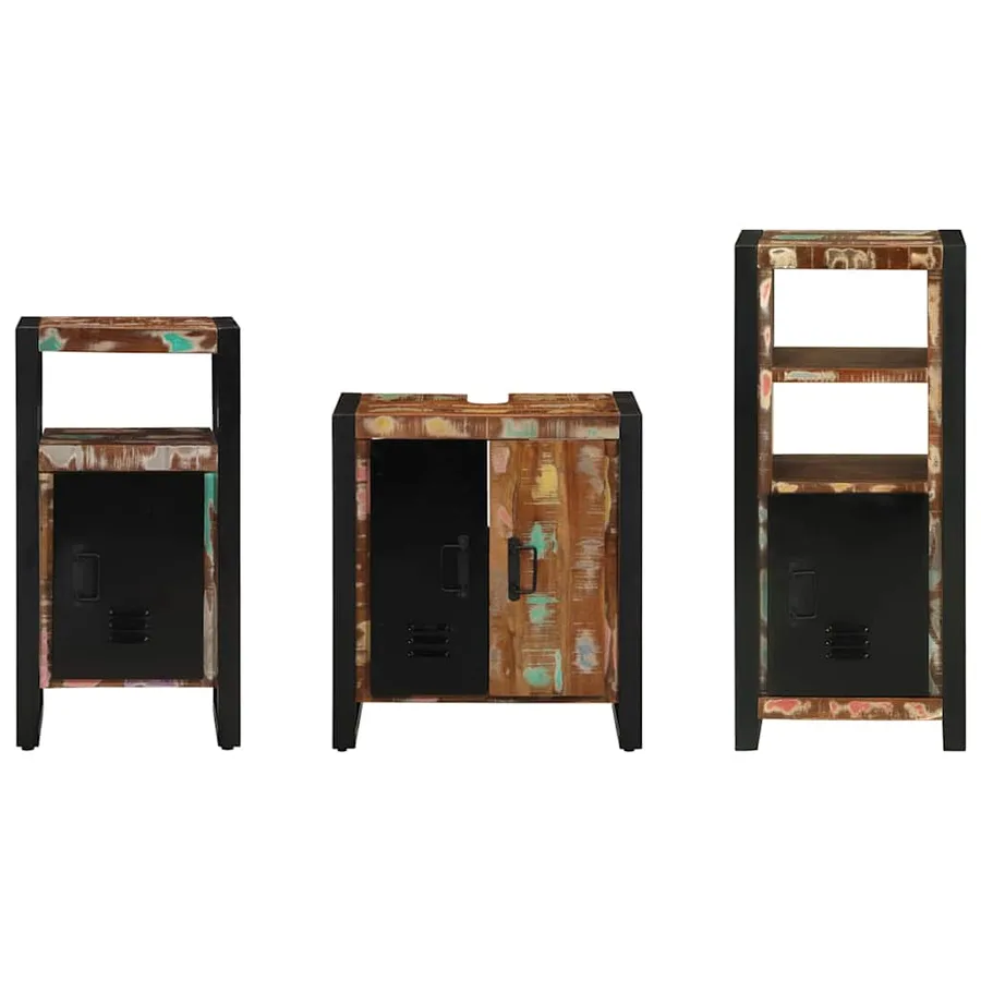 Ensemble de mobilier de salle de bain 3 pcs Bois Recyclé Solide - 6