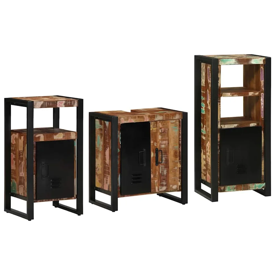 Ensemble de mobilier de salle de bain 3 pcs Bois Recyclé Solide - 8