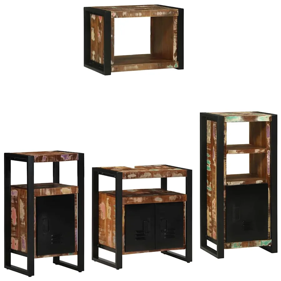 Ensemble de mobilier de salle de bain 4 pcs Bois Recyclé Solide