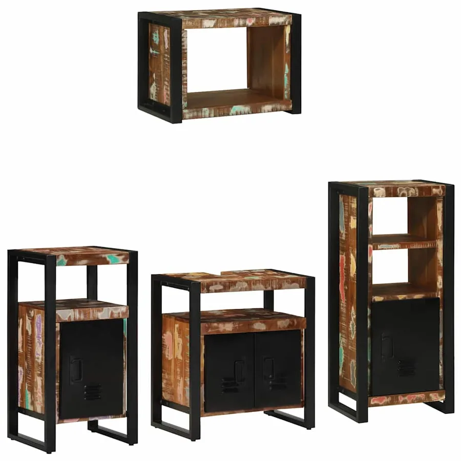 Ensemble de mobilier de salle de bain 4 pcs Bois Recyclé Solide - 10