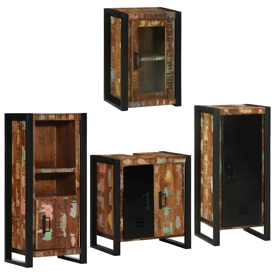 Ensemble de mobilier de salle de bain 4 pcs Bois massif recyclé