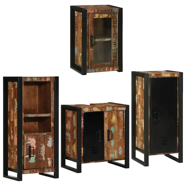 Ensemble de mobilier de salle de bain 4 pcs Bois massif recyclé