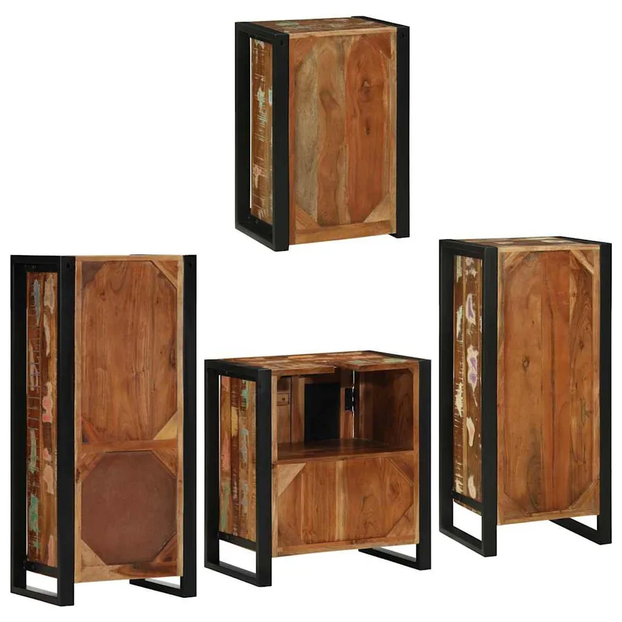 Ensemble de mobilier de salle de bain 4 pcs Bois massif recyclé - 10