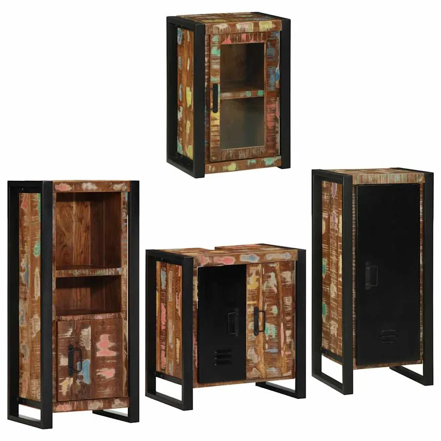 Ensemble de mobilier de salle de bain 4 pcs Bois massif recyclé - 2