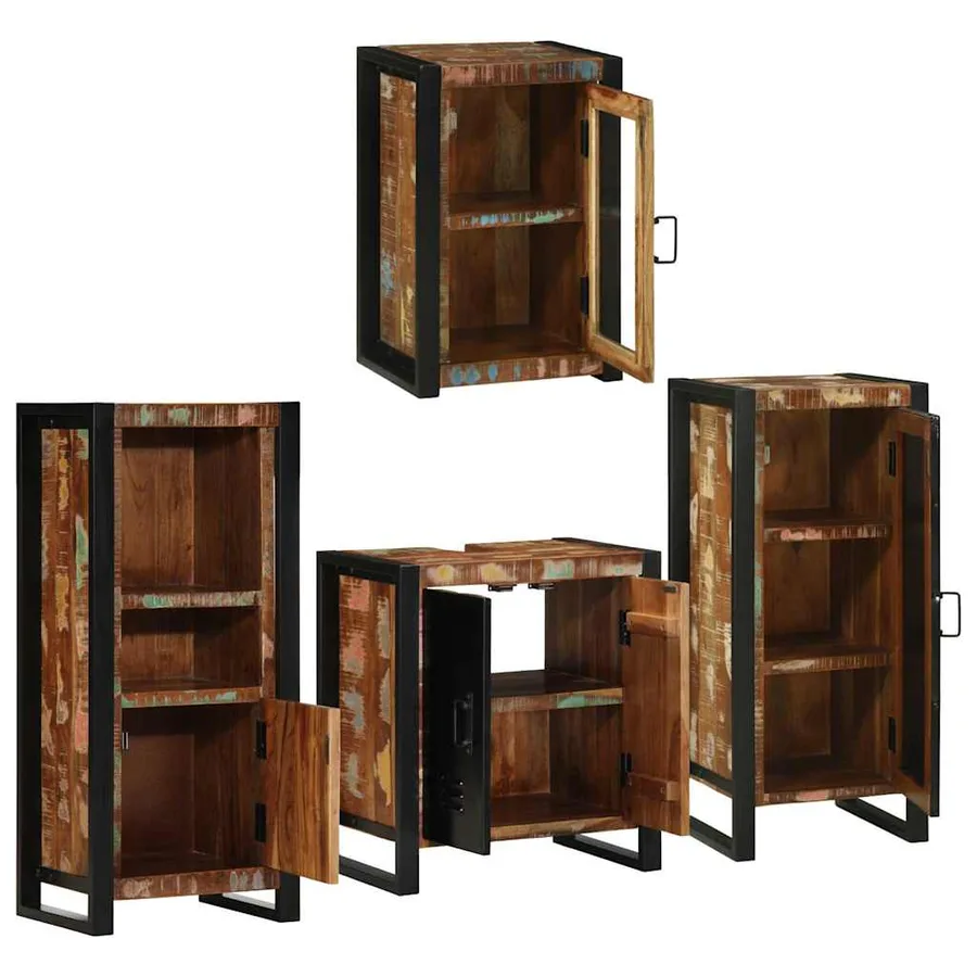 Ensemble de mobilier de salle de bain 4 pcs Bois massif recyclé - 4