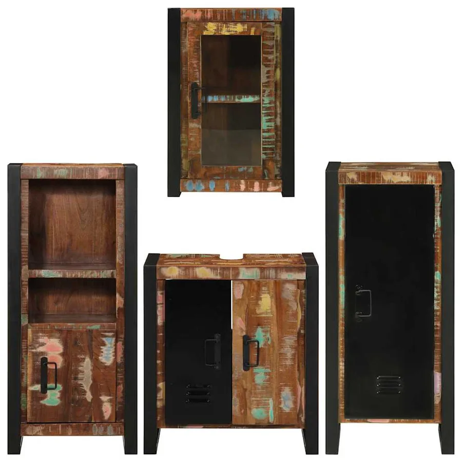 Ensemble de mobilier de salle de bain 4 pcs Bois massif recyclé - 9
