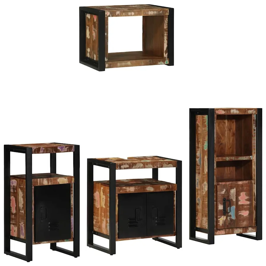 Ensemble de mobilier de salle de bain 4 pcs Bois Recyclé Solide
