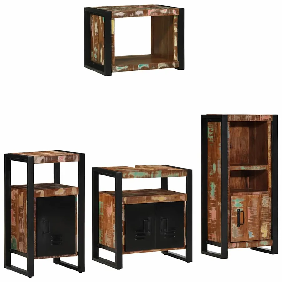 Ensemble de mobilier de salle de bain 4 pcs Bois Recyclé Solide - 2