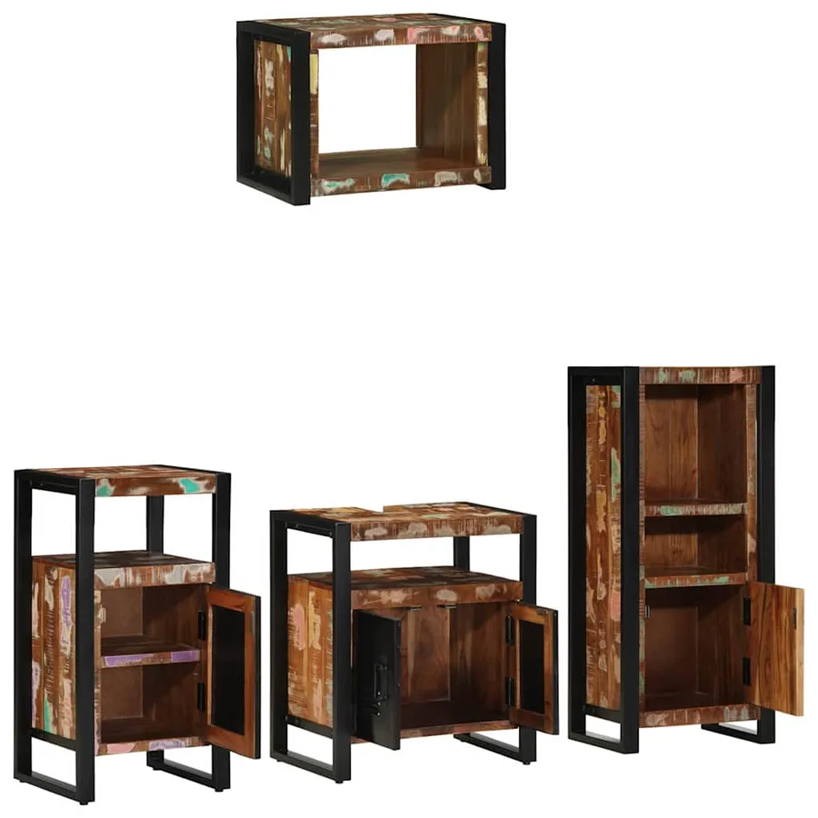 Ensemble de mobilier de salle de bain 4 pcs Bois Recyclé Solide - 3