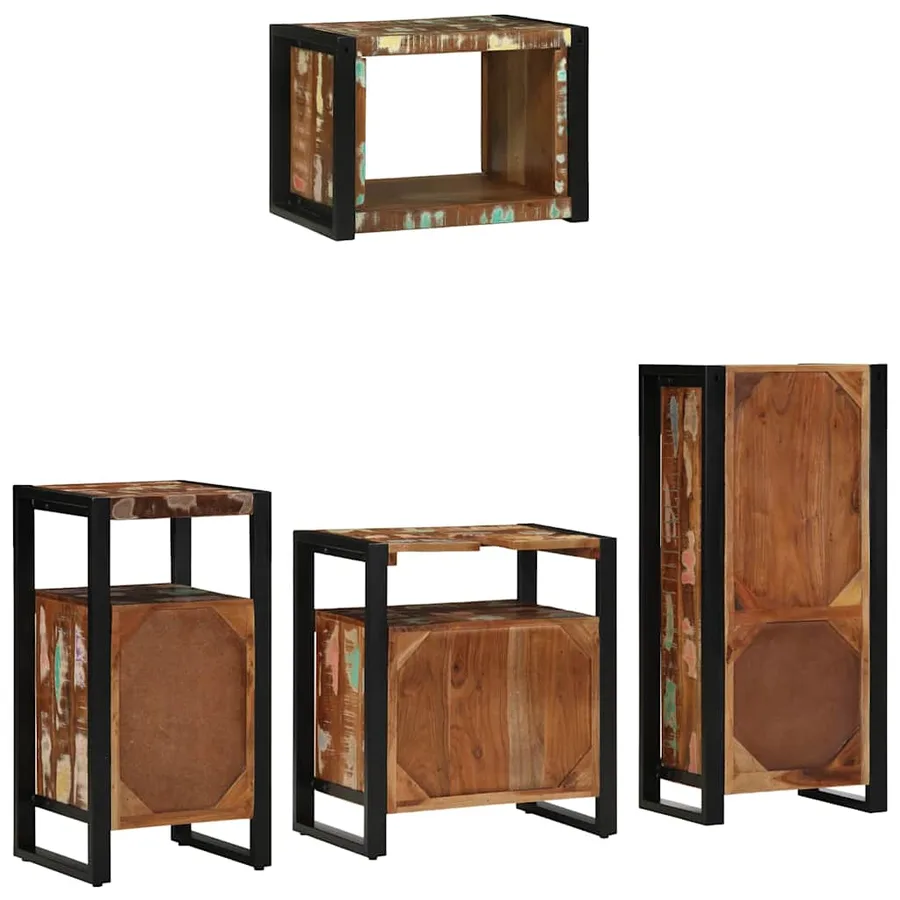 Ensemble de mobilier de salle de bain 4 pcs Bois Recyclé Solide - 9