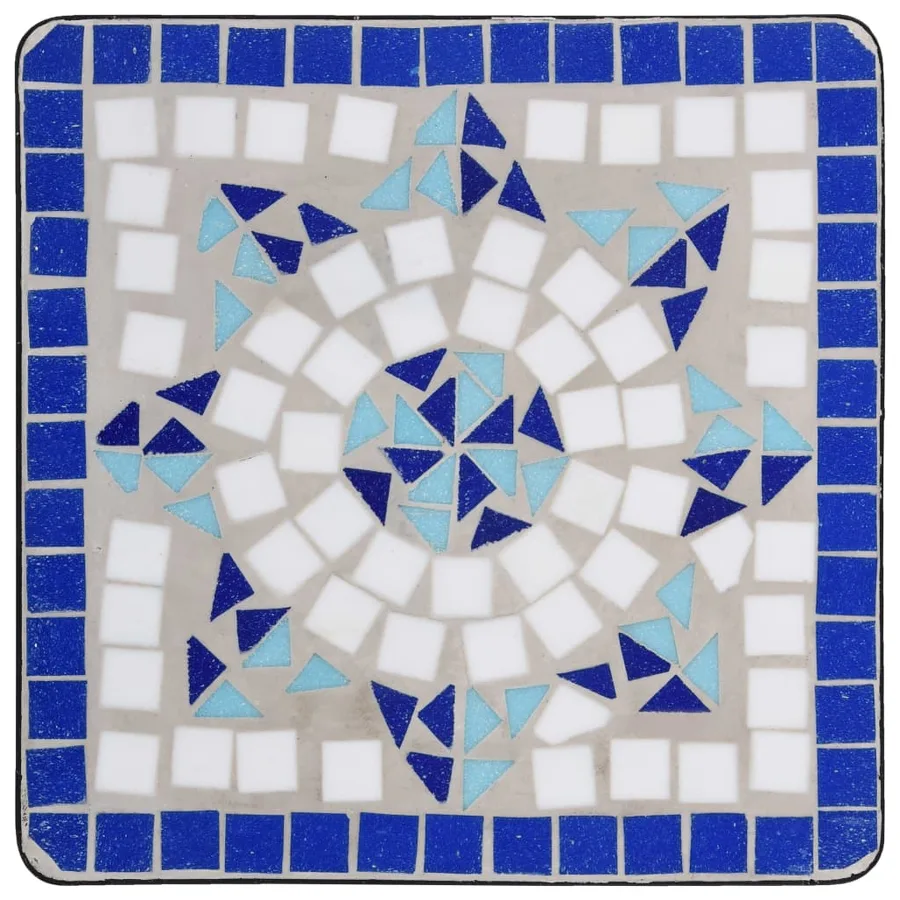 Table de bistro mosaïque bleu et blanc Céramique - 4