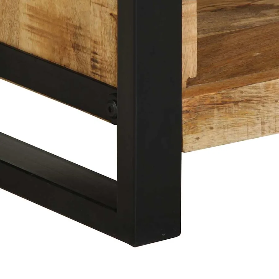 Cabinet de chevet avec étagère Marron Bois de manguier massif - 8