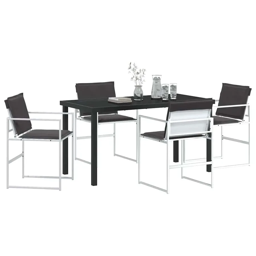 Ensemble de salle à manger pour jardin 5 pcs Blanc - 3