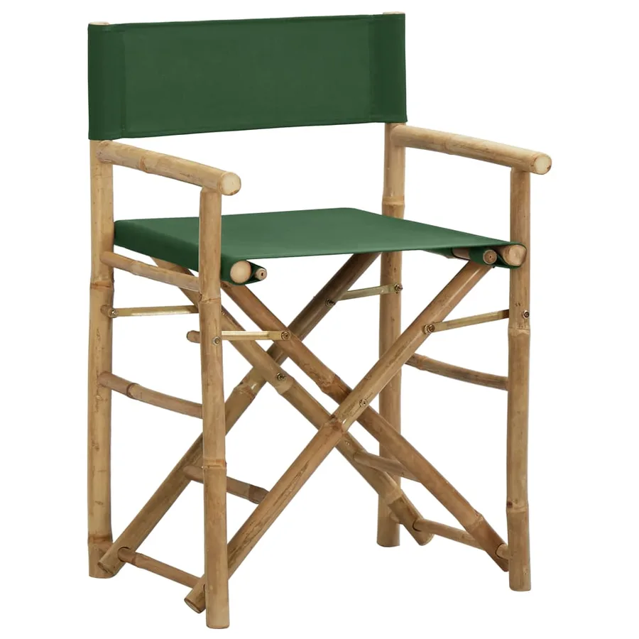 Chaises pliables de directeur lot de 2 Vert Bambou et tissu - 2