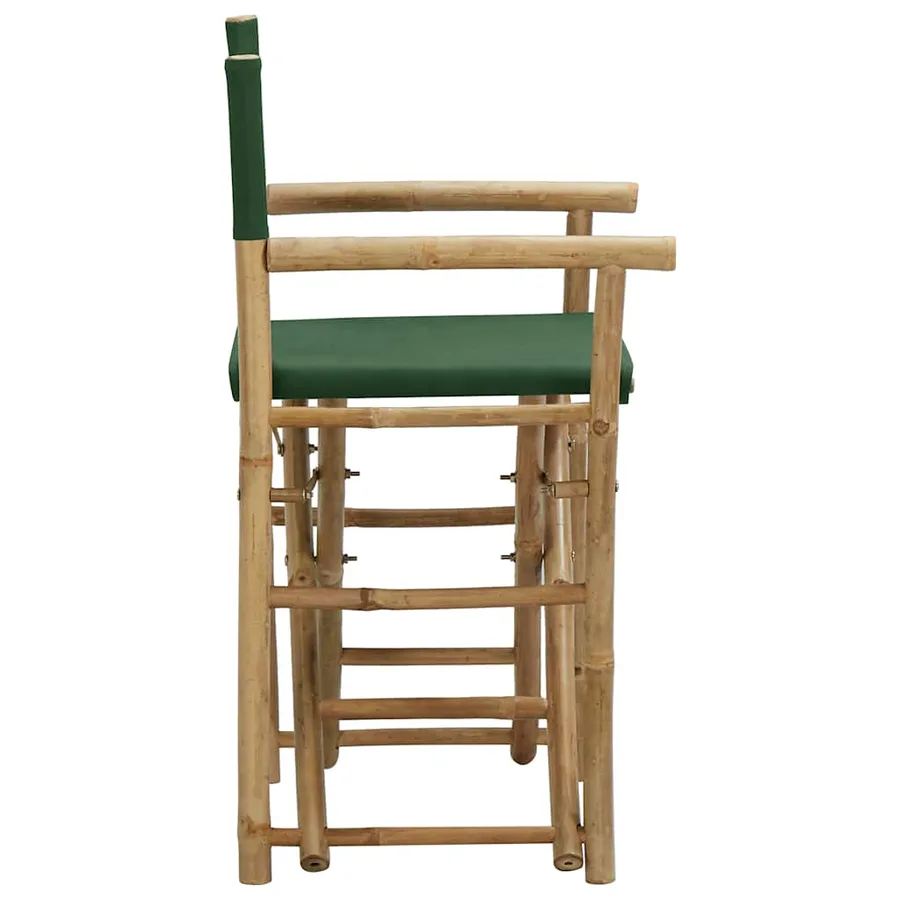 Chaises pliables de directeur lot de 2 Vert Bambou et tissu - 4