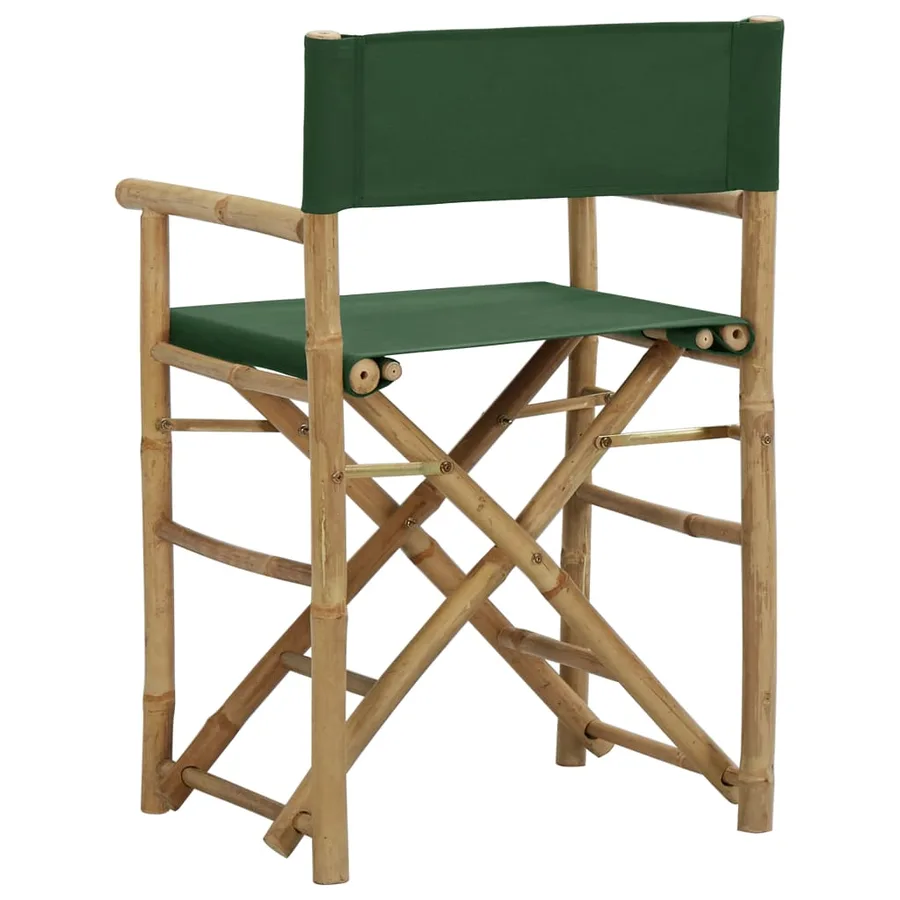 Chaises pliables de directeur lot de 2 Vert Bambou et tissu - 5