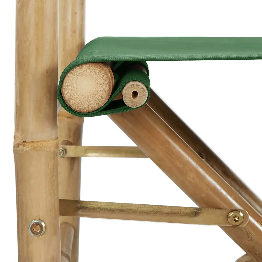 Chaises pliables de directeur lot de 2 Vert Bambou et tissu - 7