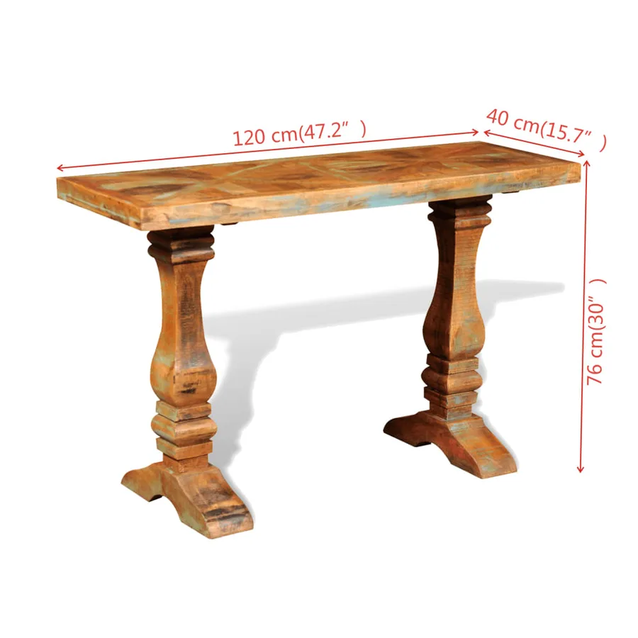 Table console Bois de récupération massif - 7