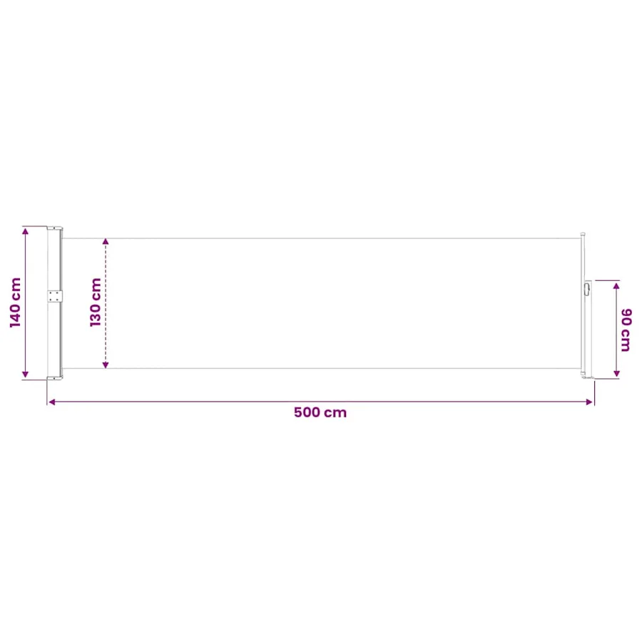 Auvent latéral rétractable de patio 140x500 cm Rouge - 11