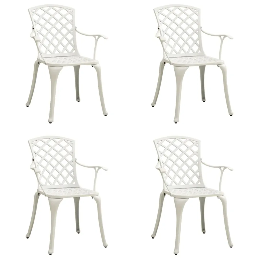 Chaises de jardin lot de 4 Aluminium coulé Blanc