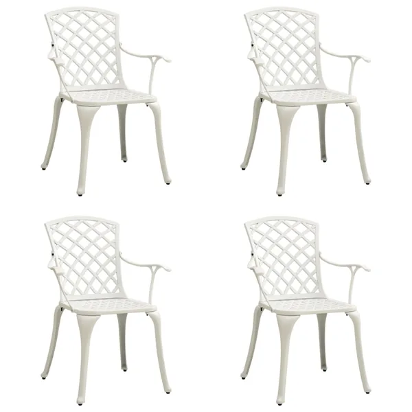Chaises de jardin lot de 4 Aluminium coulé Blanc