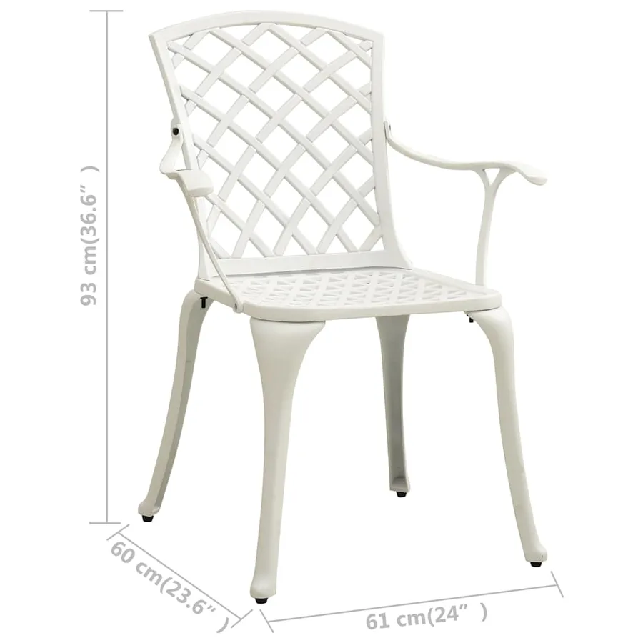 Chaises de jardin lot de 4 Aluminium coulé Blanc - 8
