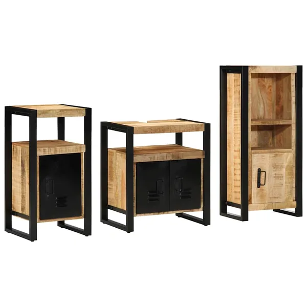 Ensemble de mobilier de salle de bain 3 pcs Marron et Noir