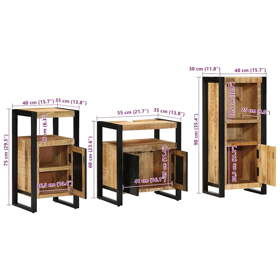 Ensemble de mobilier de salle de bain 3 pcs Marron et Noir - 15