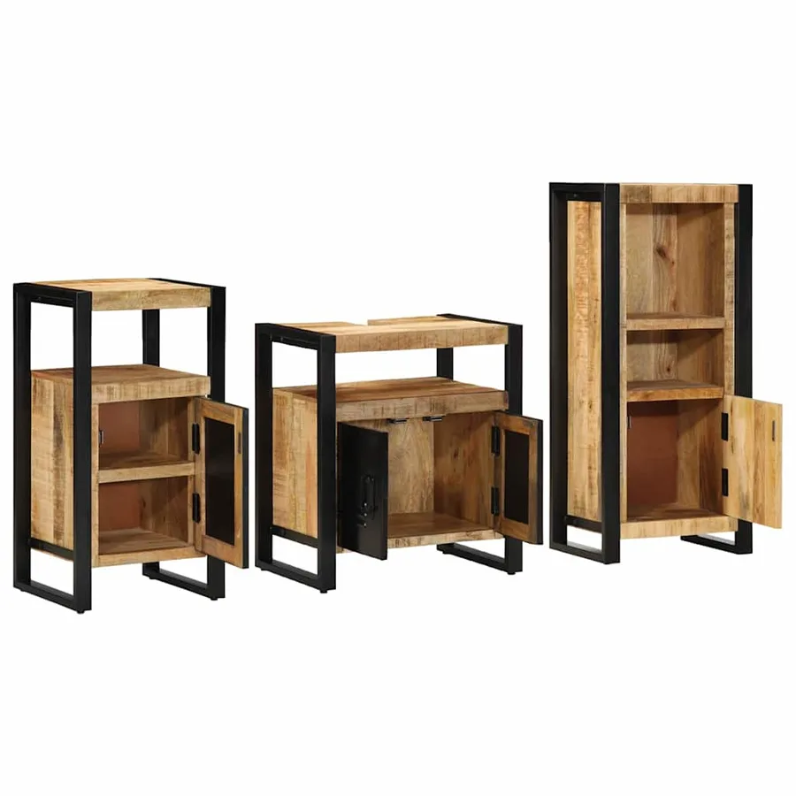 Ensemble de mobilier de salle de bain 3 pcs Marron et Noir - 4