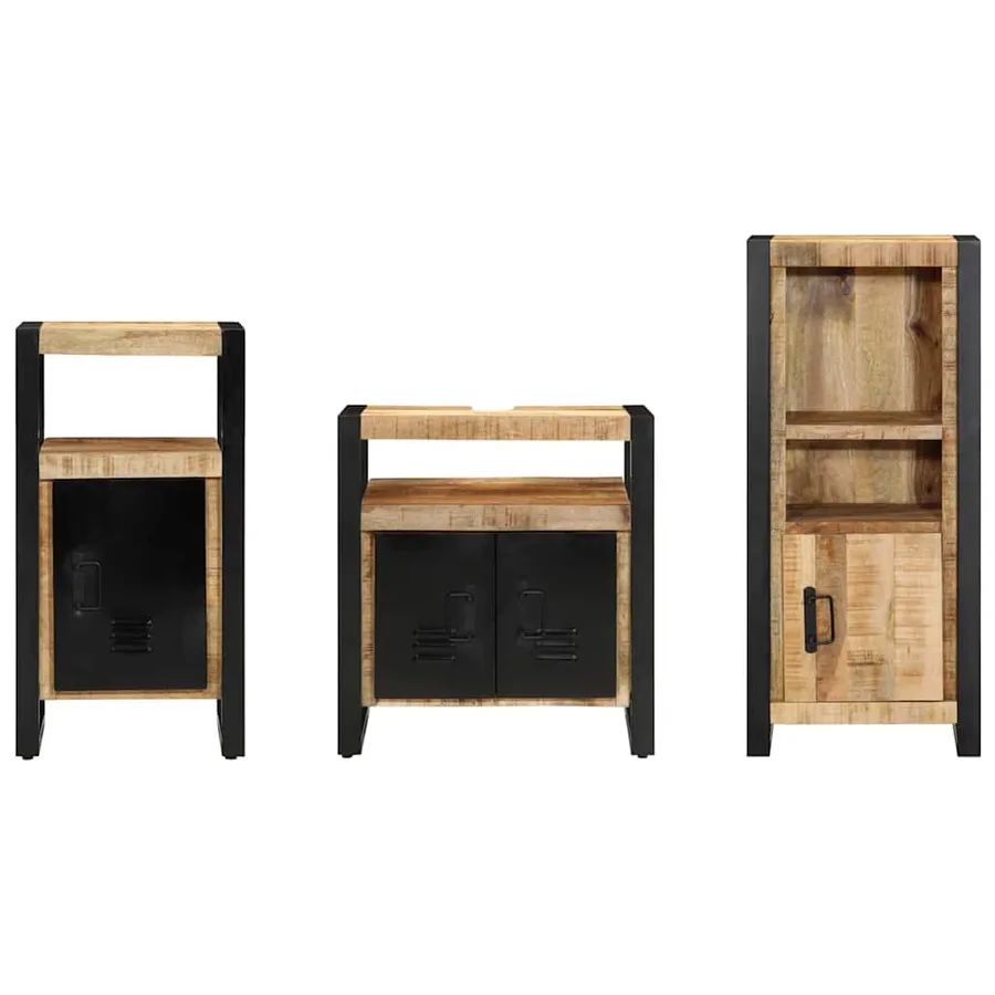 Ensemble de mobilier de salle de bain 3 pcs Marron et Noir - 8