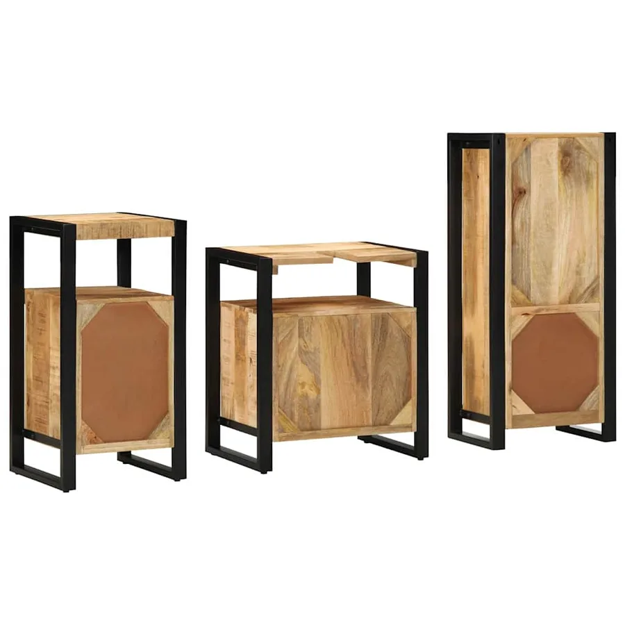 Ensemble de mobilier de salle de bain 3 pcs Marron et Noir - 9