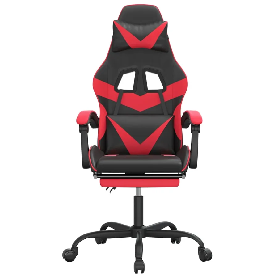 Chaise de jeu avec repose-pied Noir et rouge Similicuir - 3