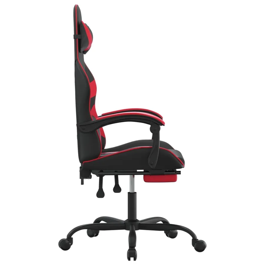 Chaise de jeu avec repose-pied Noir et rouge Similicuir - 4