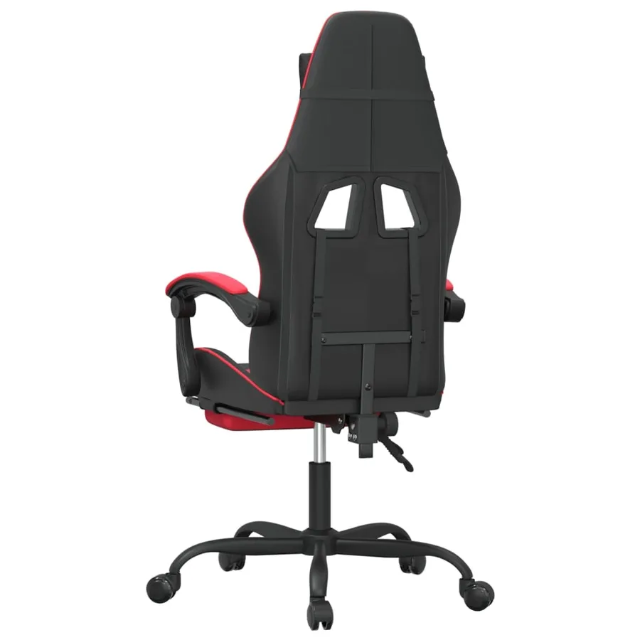 Chaise de jeu avec repose-pied Noir et rouge Similicuir - 5