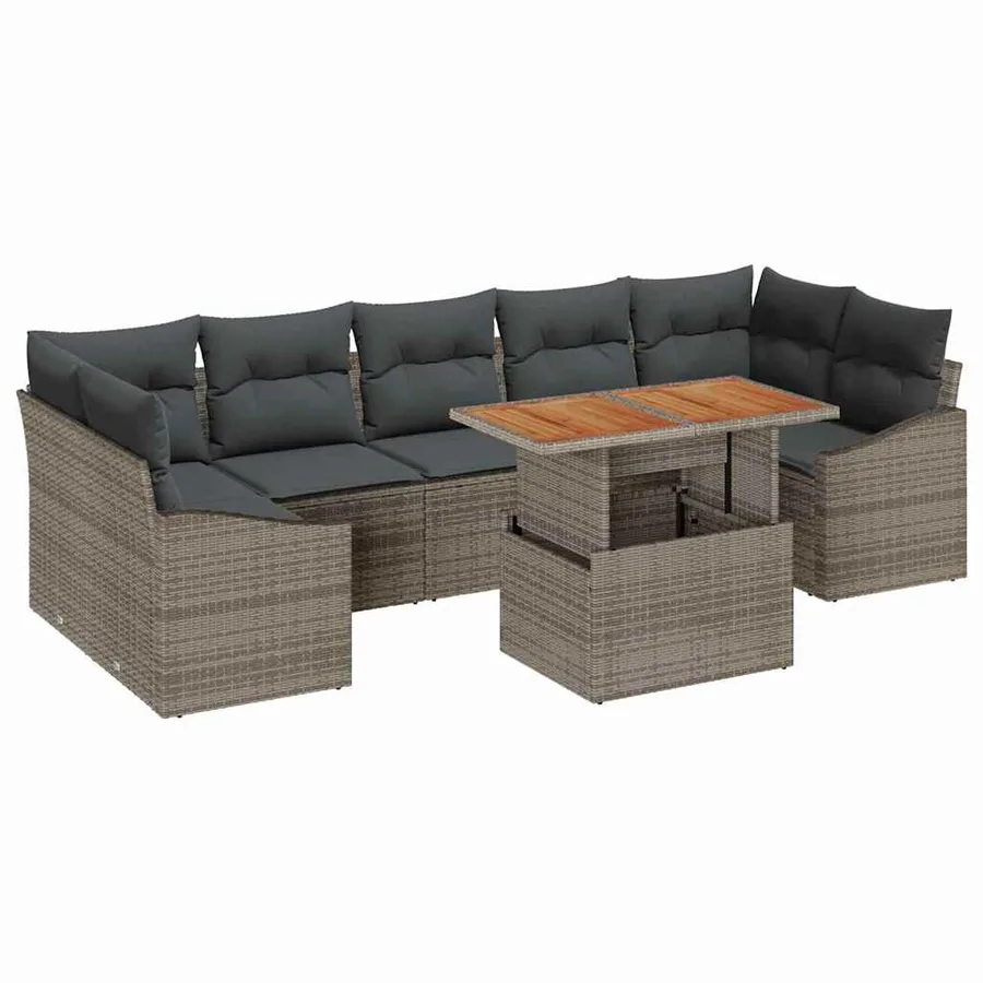 Ensemble de canapé de jardin 8 pc Gris et marron - 2
