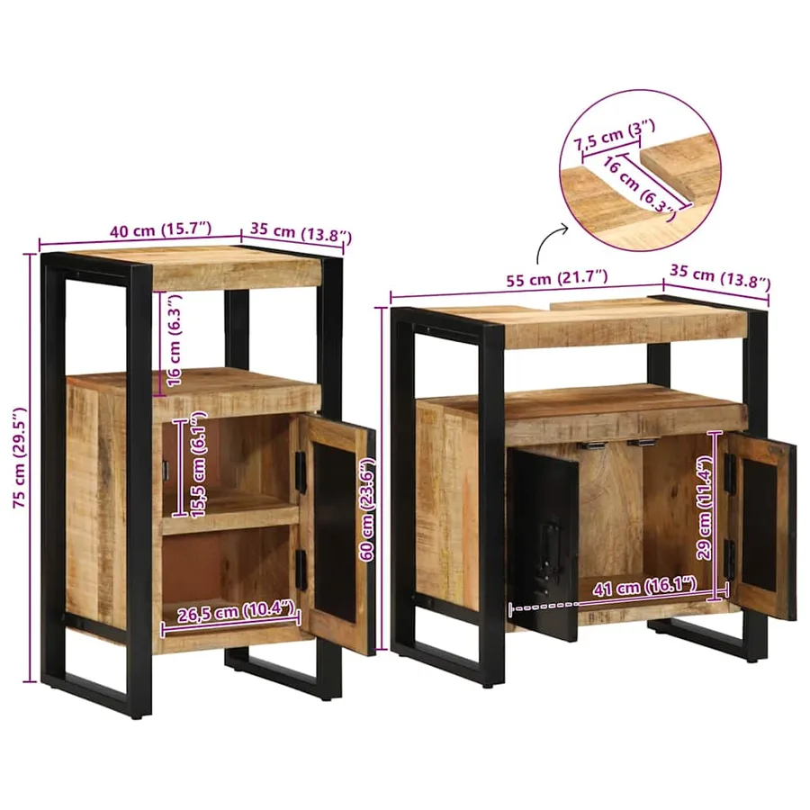 Ensemble de mobilier de salle de bain avec étagère 2 pcs - 15