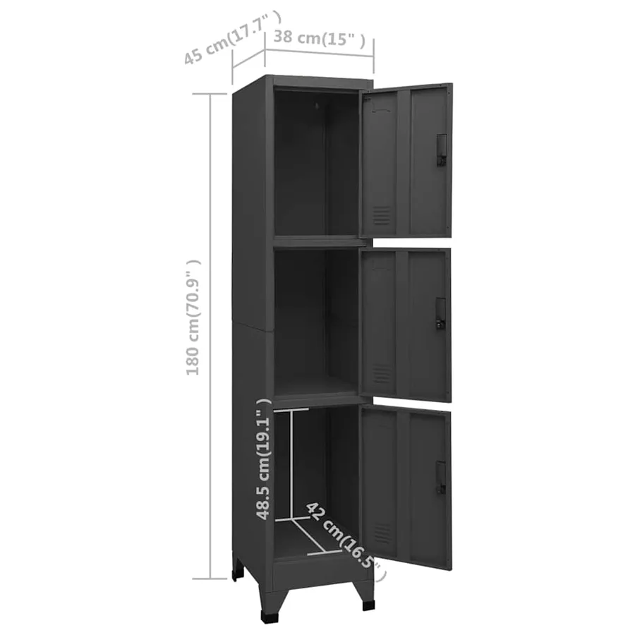 Armoire à casiers Anthracite 38x45x180 cm Acier - 8