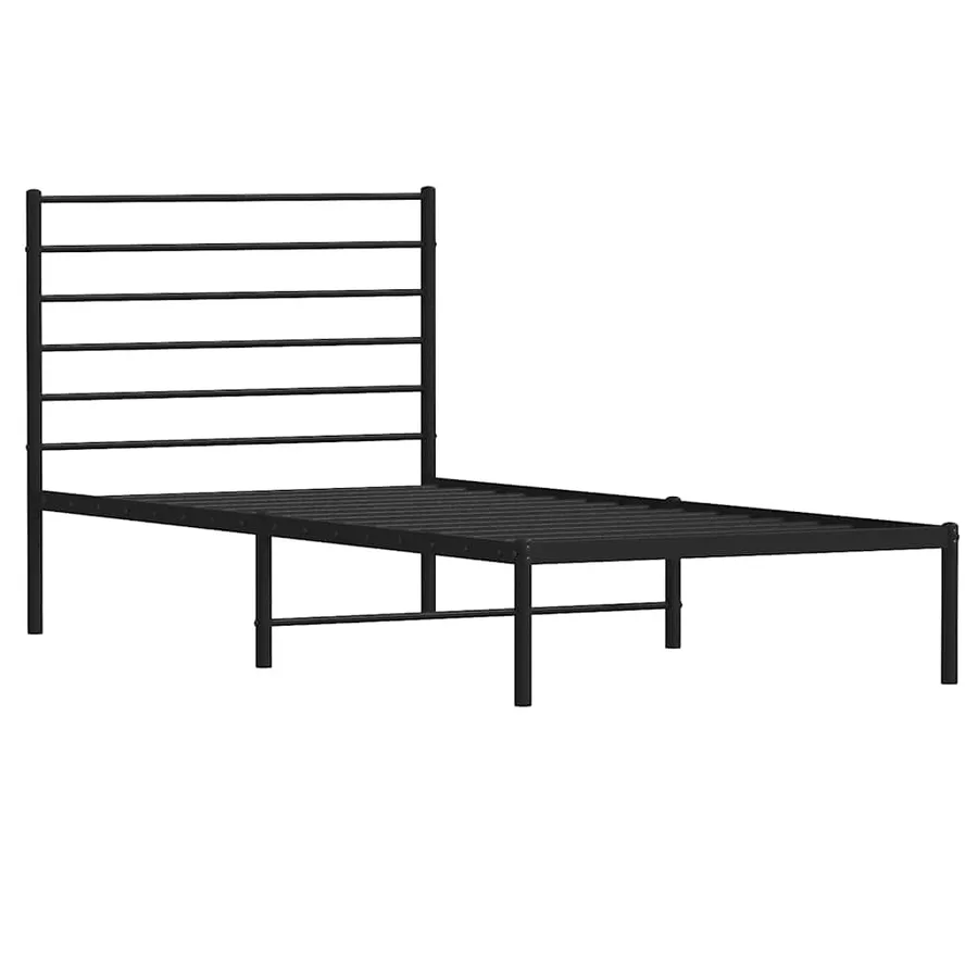 Cadre de lit métal sans matelas avec tête de lit noir 100x190cm - 4