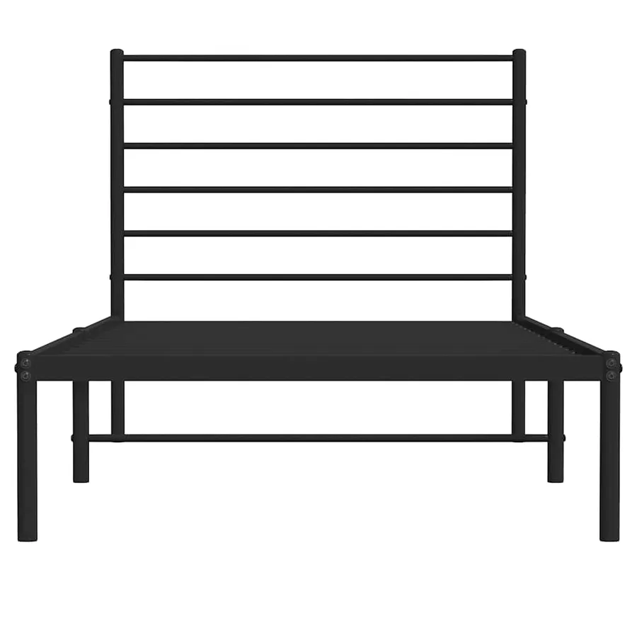 Cadre de lit métal sans matelas avec tête de lit noir 100x190cm - 6