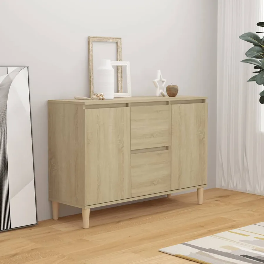 Buffet chêne sonoma 101x35x70 cm bois d'ingénierie
