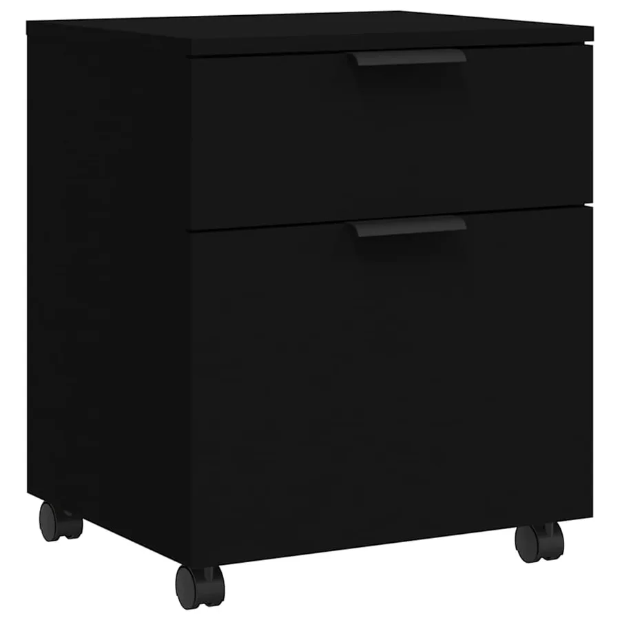 Classeur mobile avec roues noir 45x38x54 cm bois d'ingénierie - 2