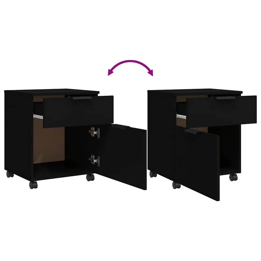 Classeur mobile avec roues noir 45x38x54 cm bois d'ingénierie - 8