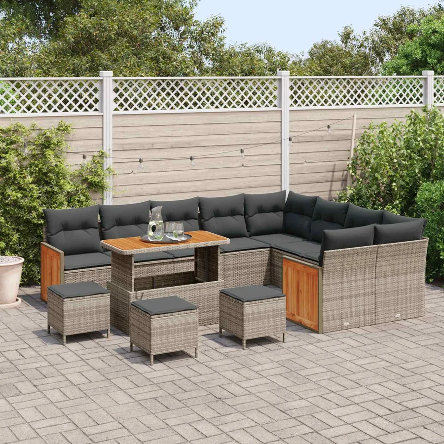 Ensemble de canapé de jardin avec coussin 13 pcs Gris - 3