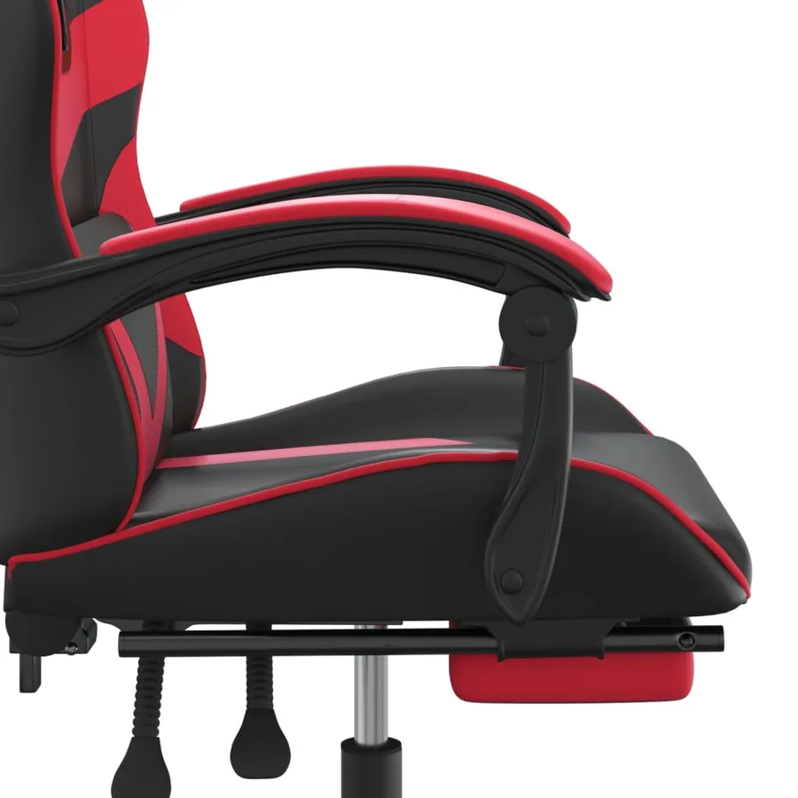 Chaise de jeu pivotante et repose-pied Noir et rouge Similicuir - 8