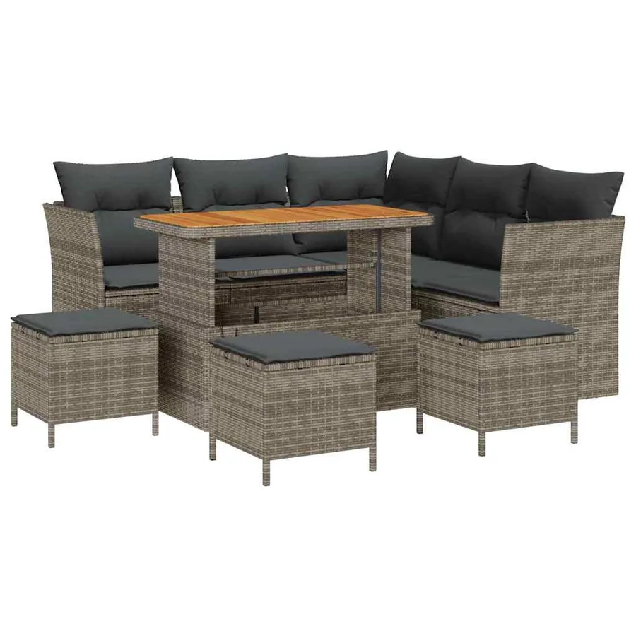Ensemble de canapé de jardin avec coussin 9 pcs Gris - 2