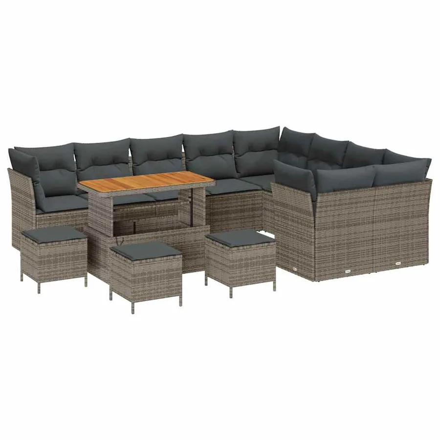 Ensemble de canapé de jardin avec coussin 13 pcs Gris - 2