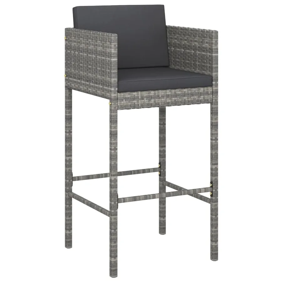 Ensemble de bar de jardin 9 pcs avec coussins gris poly rotin - 3