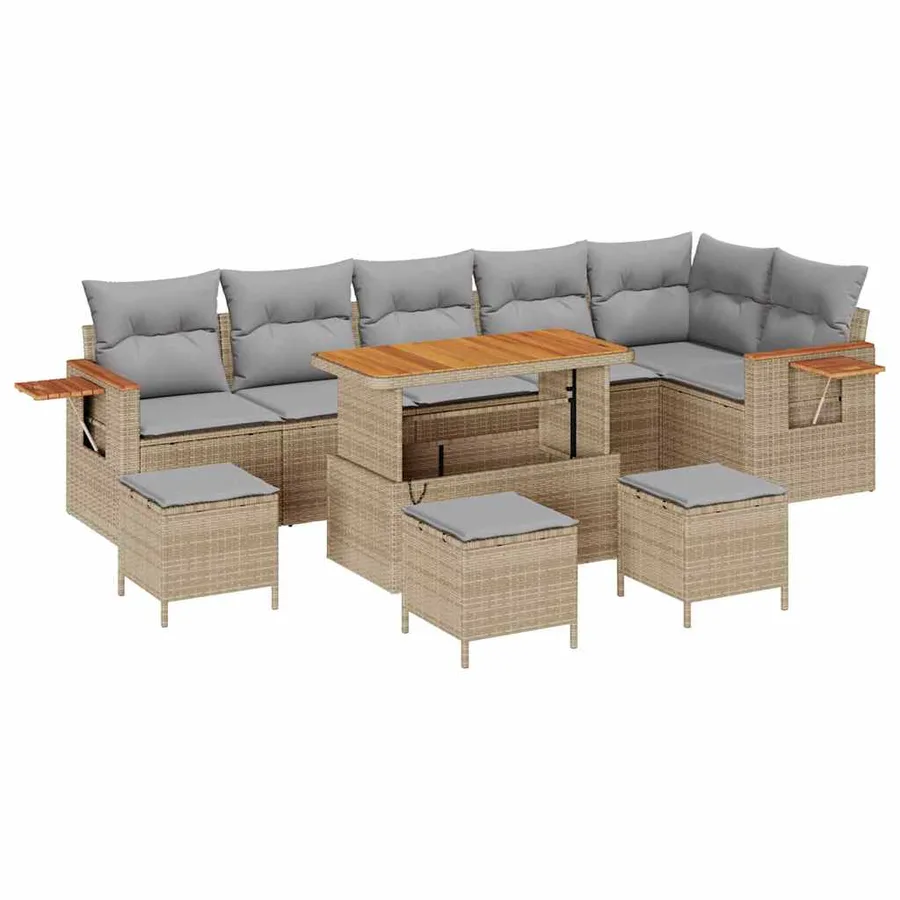 Ensemble de canapé de jardin 12 pcs Beige et Gris clair - 2